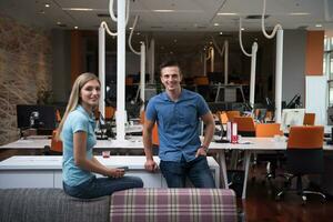 startup business couple in a modern office photo