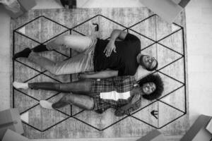 Top view of attractive young African American couple photo