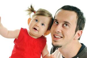 young father  play with beautiful daughter photo