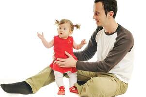 young father  play with beautiful daughter photo