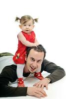 young father  play with beautiful daughter photo