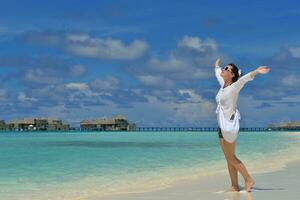 happy woman enjoy  summer time photo
