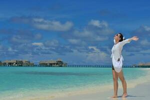happy woman enjoy  summer time photo