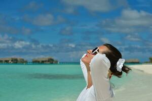 happy woman enjoy  summer time photo