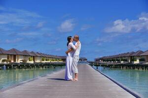 happy young couple have fun on summer photo