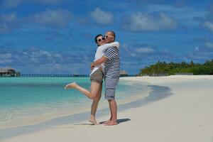 happy young couple have fun on summer photo
