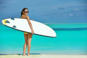 beautiful  woman relax on tropical  beach photo