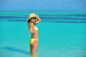 beautiful  woman relax on tropical  beach photo