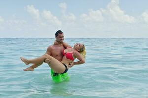 happy young  couple at summer vacation have fun and relax photo