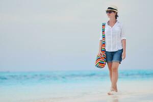 happy woman enjoy summer vacation photo