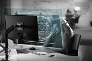 businessman relaxing at the desk photo