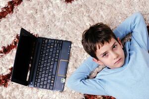 happy boy at home relax photo