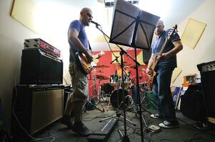 music band have training in garage photo