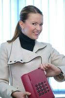 Businesswoman with telephone photo