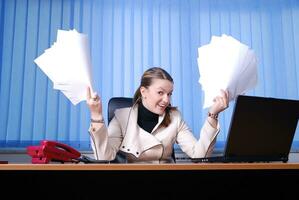 .businesswoman holding empty documents photo