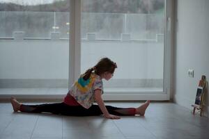 girl online education ballet class at home photo