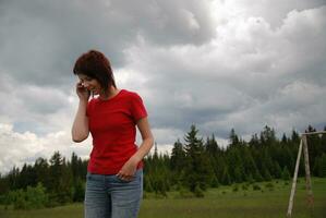 girl with mobile phone photo