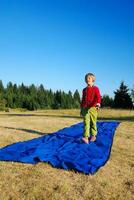 model imitation on blue carpet photo