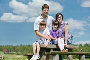 happy young family have fun outdoors photo