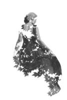 double exposure of woman and tree photo