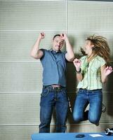 happy young couple indoor photo