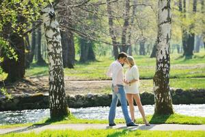 romantic couple in love outdoor photo