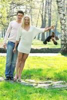 romantic couple in love outdoor photo