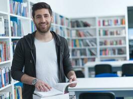 student in school library photo