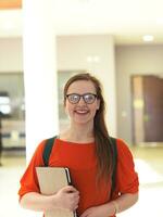 student girl with tablet computer photo