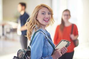 student girl with tablet computer photo