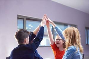 happy students celebrate photo