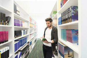 student study  in school library photo