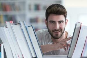 student study  in school library photo