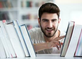 student study  in school library photo