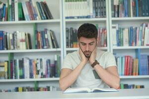 student study  in school library photo