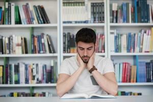 student study  in school library photo