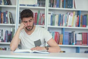 student study  in school library photo