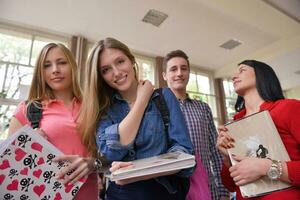 happy teens group in school photo