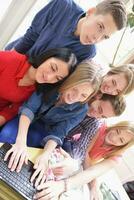 happy teens group in school photo