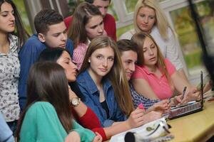 happy teens group in school photo