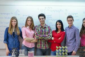 happy teens group in school photo