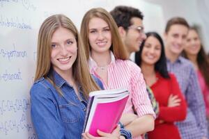 happy teens group in school photo