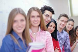 happy teens group in school photo