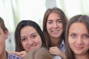 happy teens group in school photo