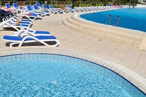 Outdoor pool in nice hotel photo