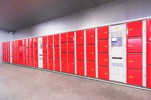 red safety lockers photo
