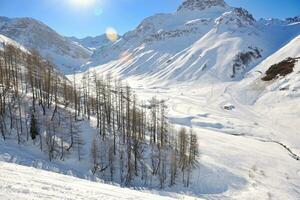 High mountains under snow in the winter photo