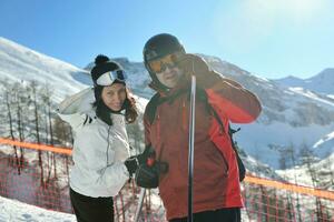 people group on snow at winter season photo