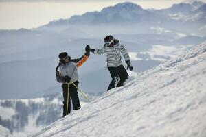 couple relaxing winter seson photo