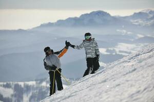 couple relaxing winter seson photo